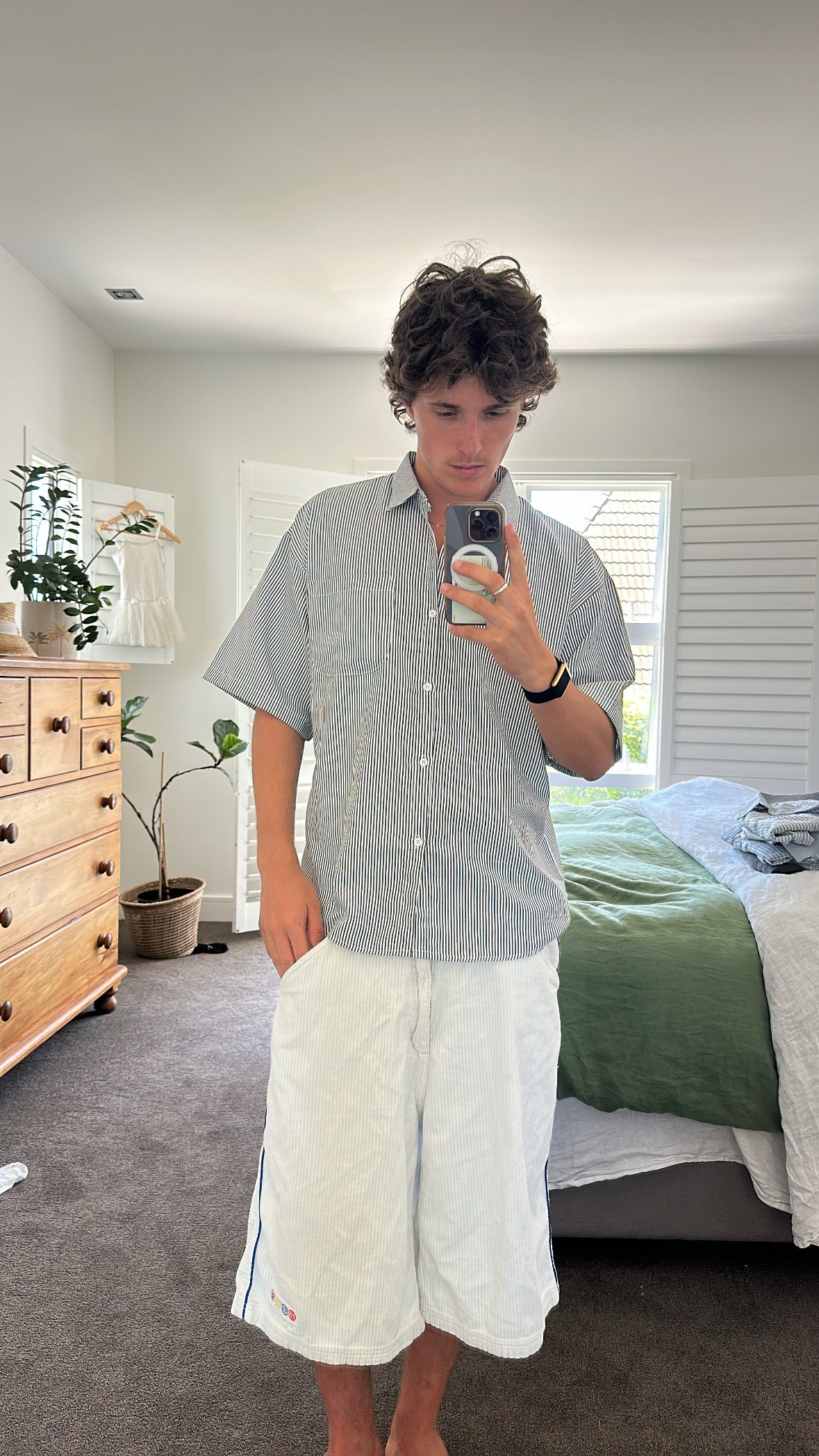 Boxy Af Black & White Button Up