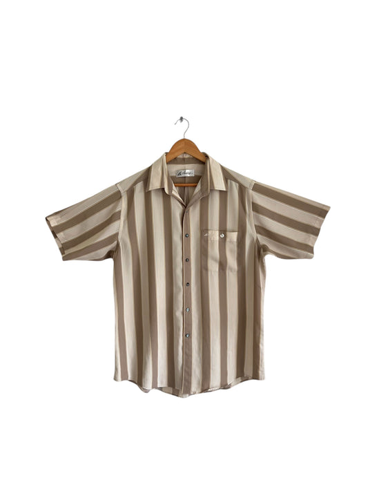 Tuff Beige Stripped Button Up
