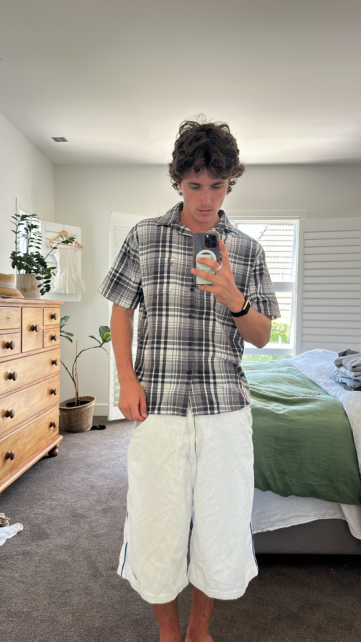 Boxy Checked Button Up