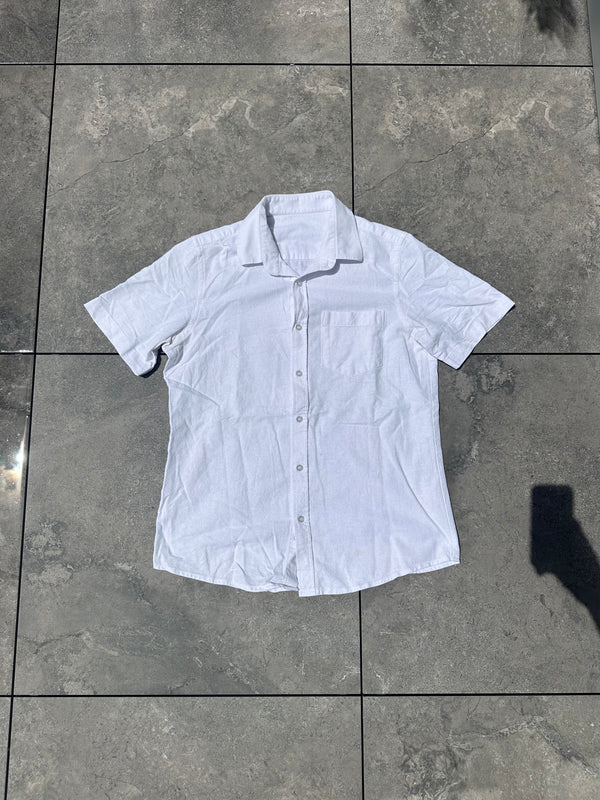 Blank White Linen Button Up